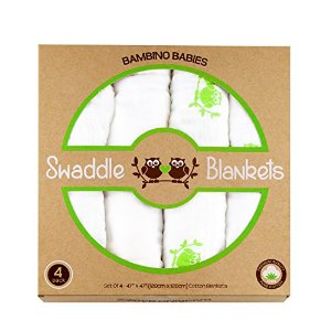 Bambino Babies Softest 100% Cotton Muslin Swaddle Blanket